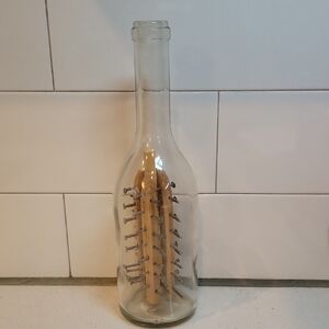 Vintage Folk Nail Art Puzzle Dimpled Glass Bottle Whimsey